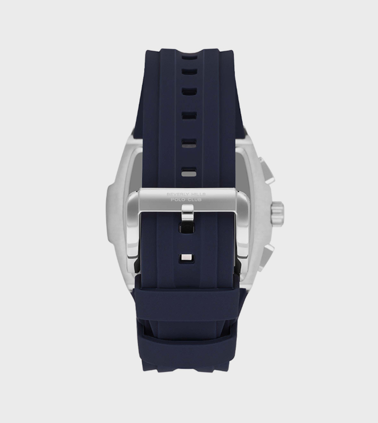 Blue Dial Multifunction Watch with Silicone Strap
