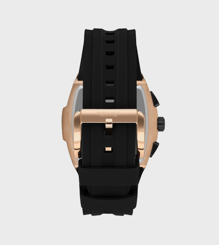 Black Dial Multifunction Watch with Silicone Strap