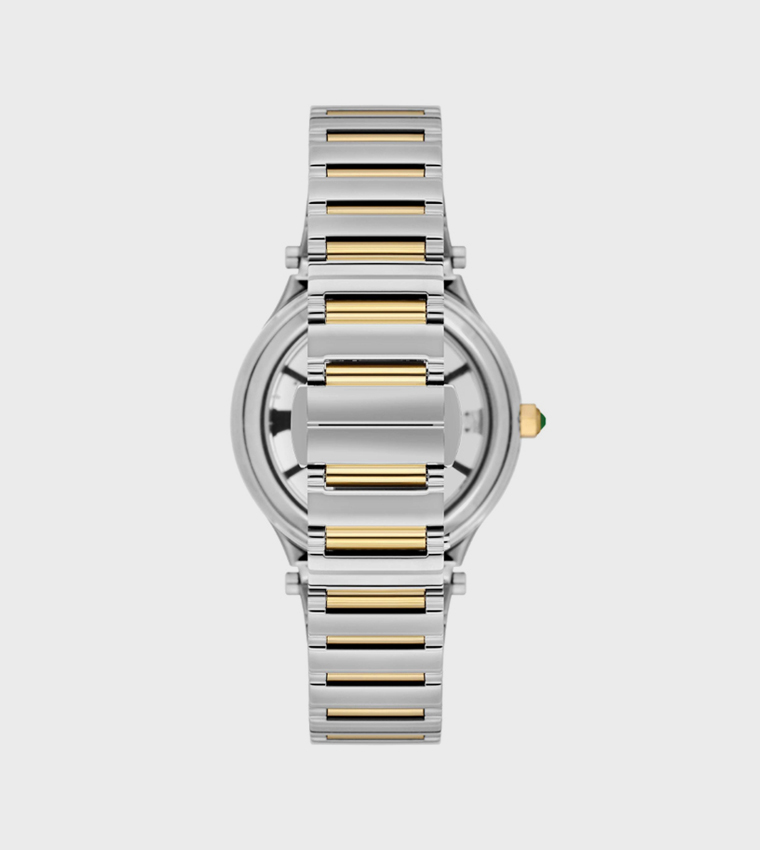 Embellished Metal Strap Analog Watch