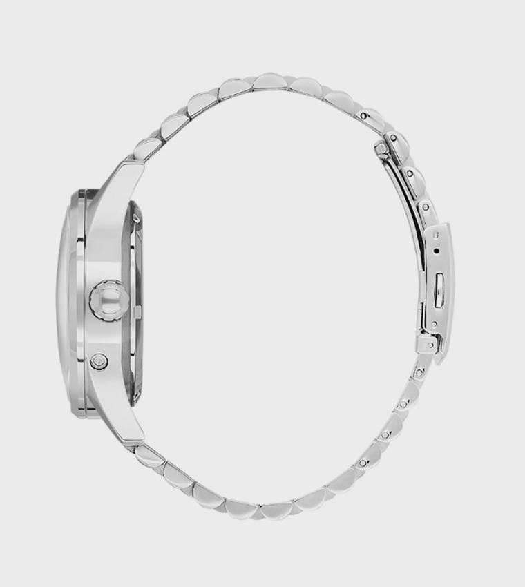 Silver Dial Mechanical Watch with Metal Strap