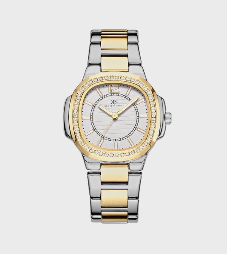 Embellished Stainless Steel Strap Analog Watch