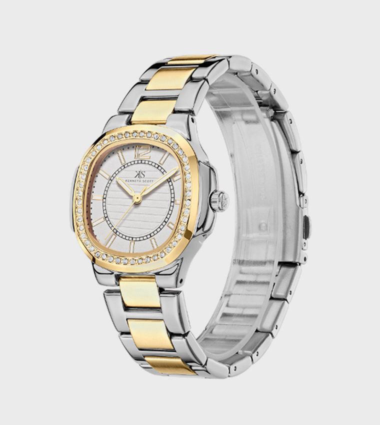 Embellished Stainless Steel Strap Analog Watch