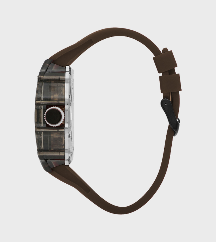 Black Dial Automatic Watch with Silicone Strap
