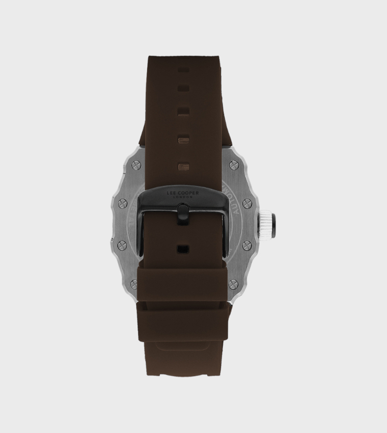 Black Dial Automatic Watch with Silicone Strap