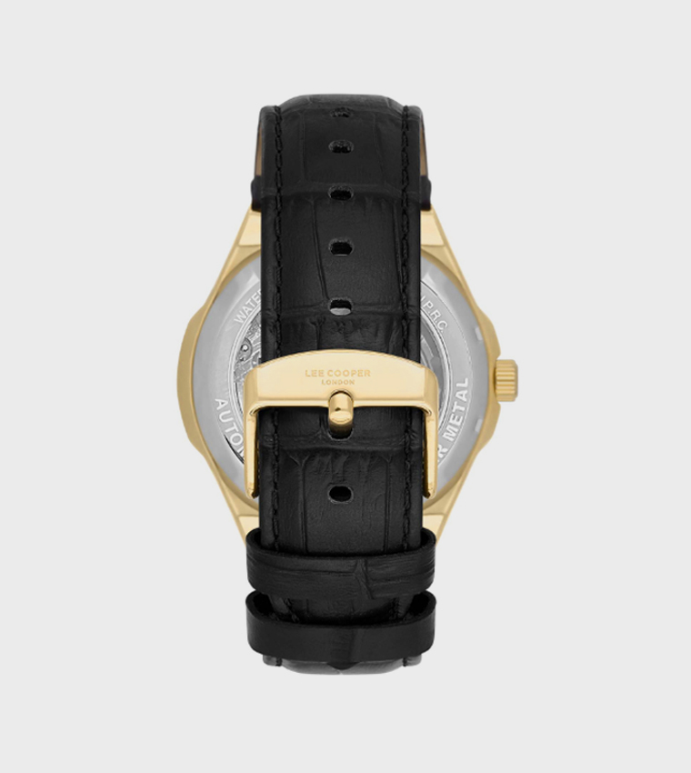 Silver Dial Automatic Watch with Leather Strap