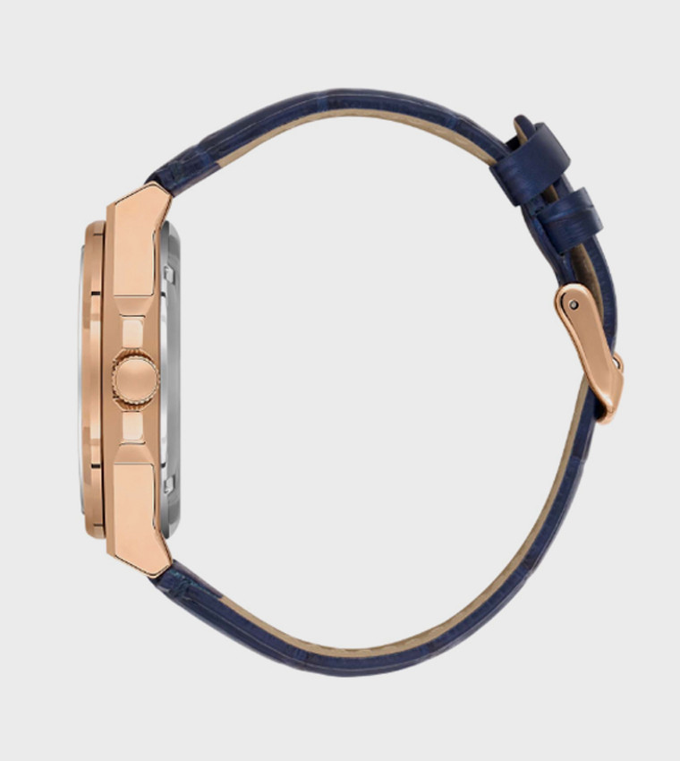 Blue Dial Automatic Watch with Leather Strap