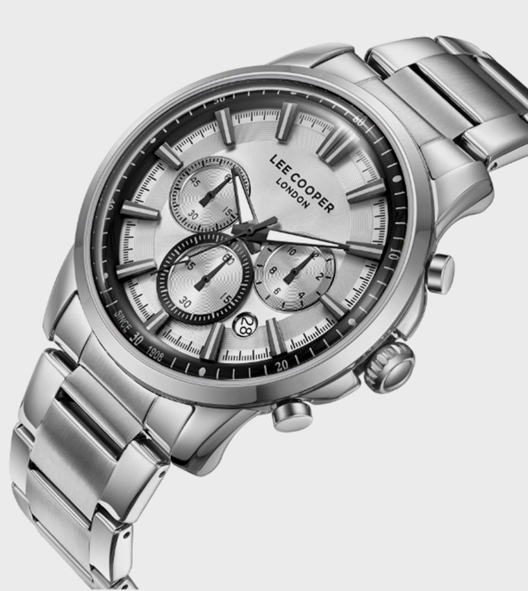 Silver Dial Multifunction Watch with Metal Strap