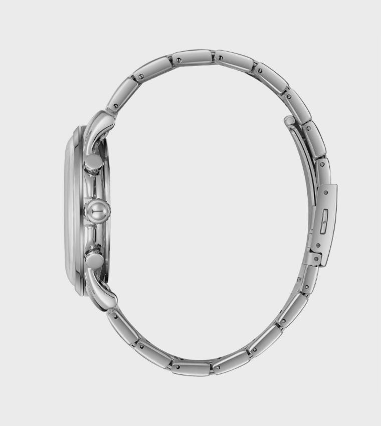 Silver Dial Multifunction Watch with Metal Strap