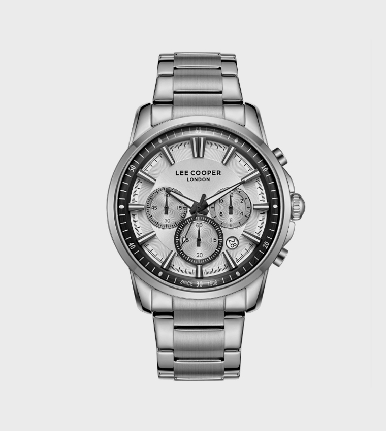 Silver Dial Multifunction Watch with Metal Strap
