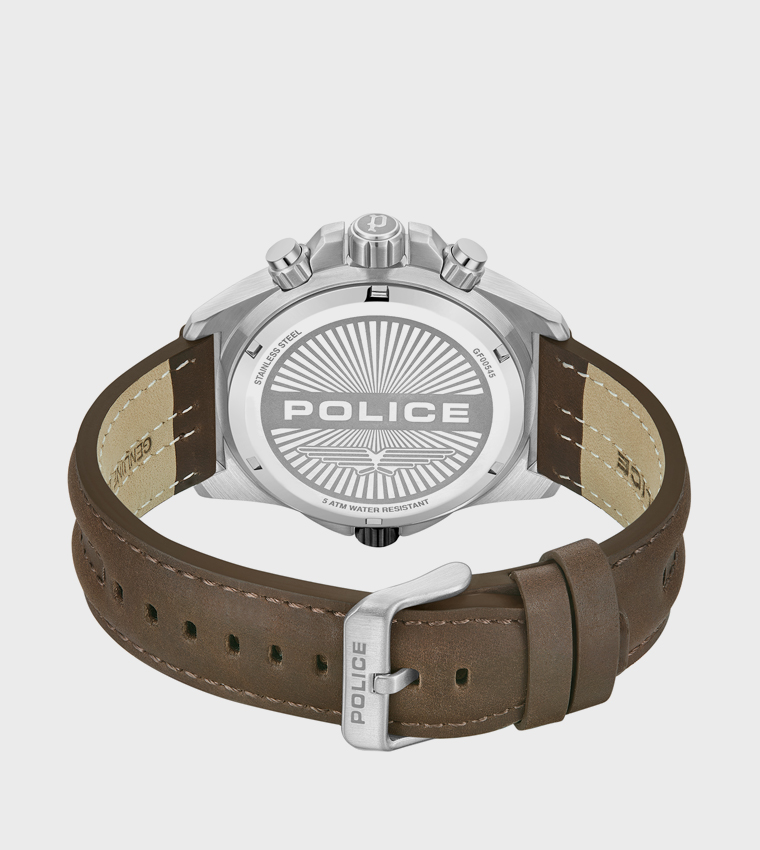 Electrical Khaki Green Dial Brown Leather Strap Chronograph Watch