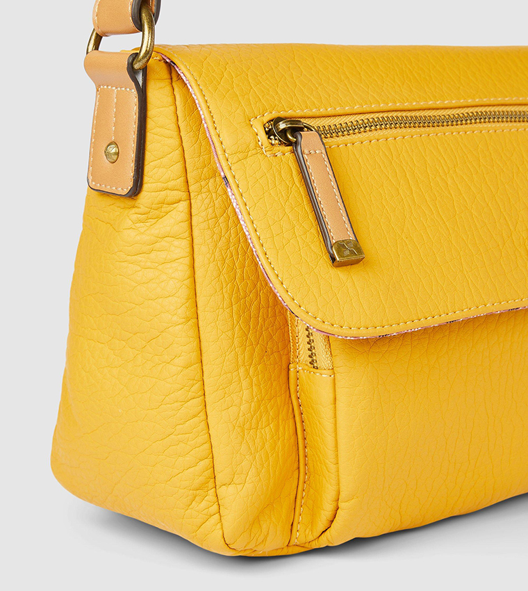 Buy Mantaray Florentina Flapover Cross Body Bag In Yellow