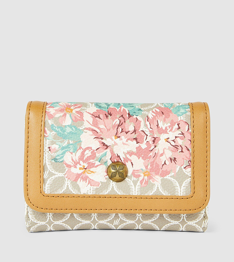 Buy Mantaray Mantaray Clove Floral Print Medium Purse In Grey