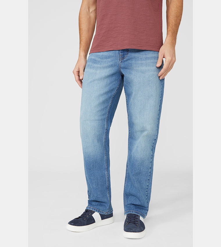 Buy Mantaray Light Wash Relaxed Fit Jeans In Blue 6thStreet Bahrain