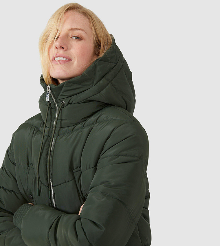 Buy Mantaray Hooded Puffer Coat In Green 6thStreet Oman