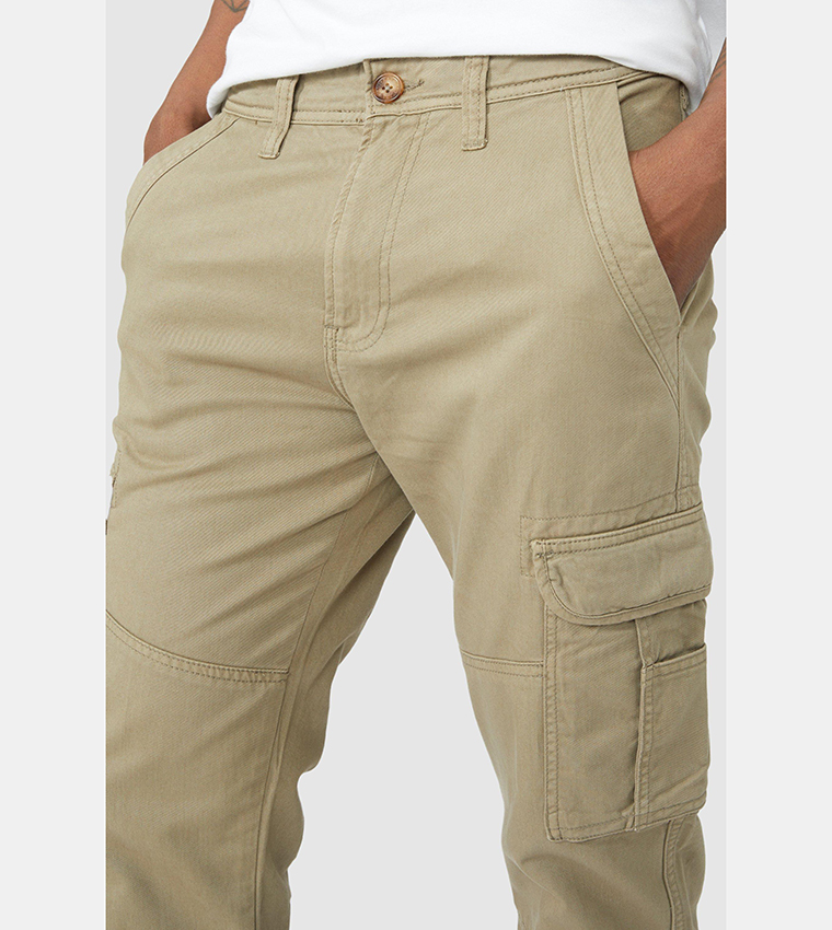 Buy Mantaray Mid Rise Cargo Pants In Khaki 6thStreet UAE