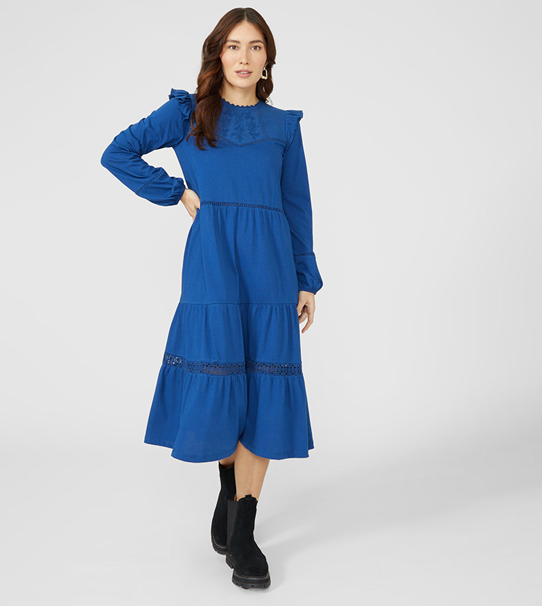 Buy Mantaray Lace Insert Jersey Midi Dress In Navy 6thStreet