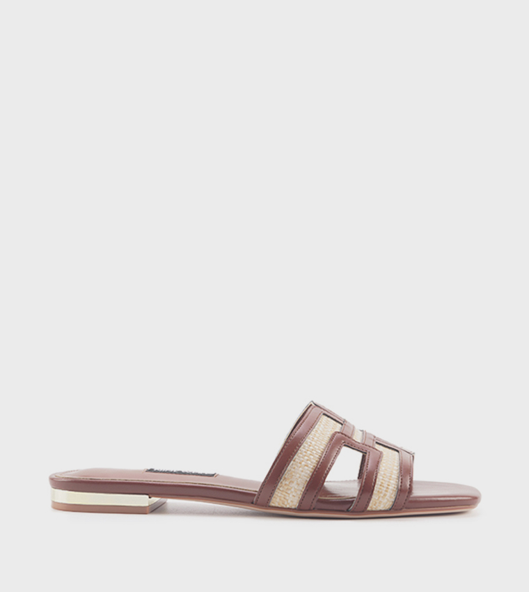 MELANIA Contrast Detail Flat Sandals