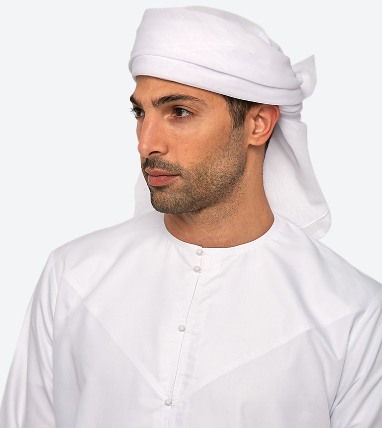 Buy Mignas Formal Plain Ghutra White In White | 6thStreet UAE