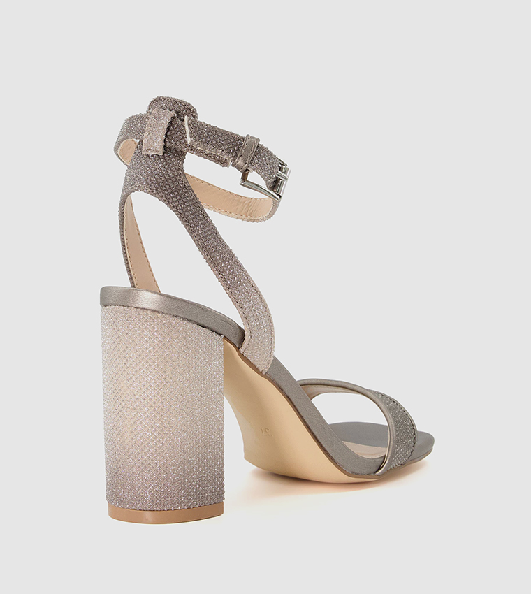 Grey mid heel sandals best sale