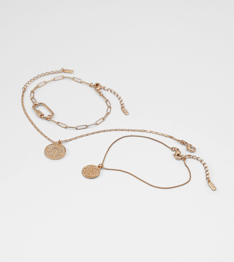 Buy Aldo Accessories MIRACLE Gold Tone Multipack Anklet Set In