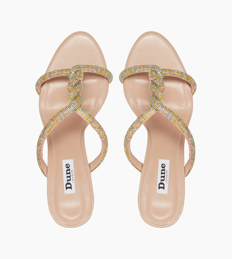 Buy Dune London Mist Twist Diamante Baguet Sandals In Beige