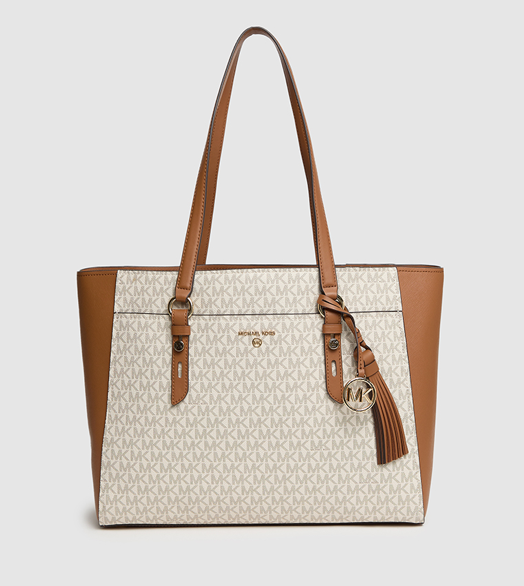BOLSO Monotype Printed Zippered Tote Bag