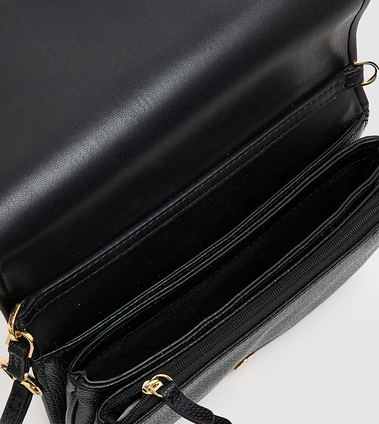 Textured Flap Crossbody Bag