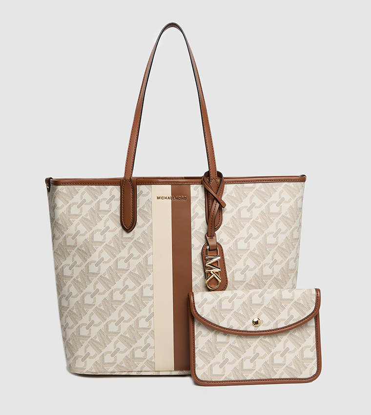 Monotype Printed Tote Bag with Purse