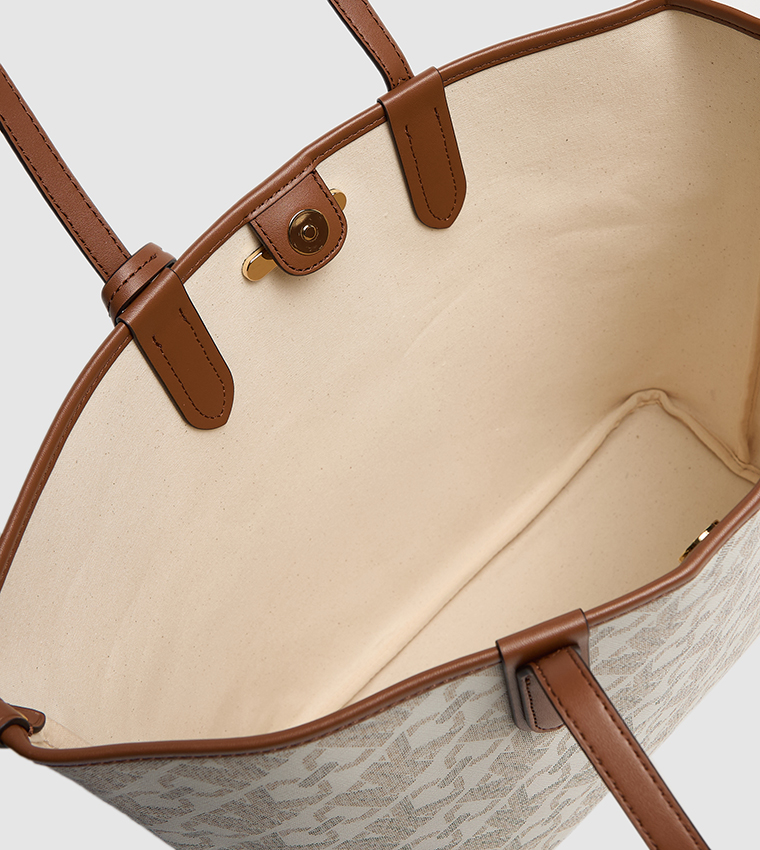 Monotype Printed Tote Bag with Purse