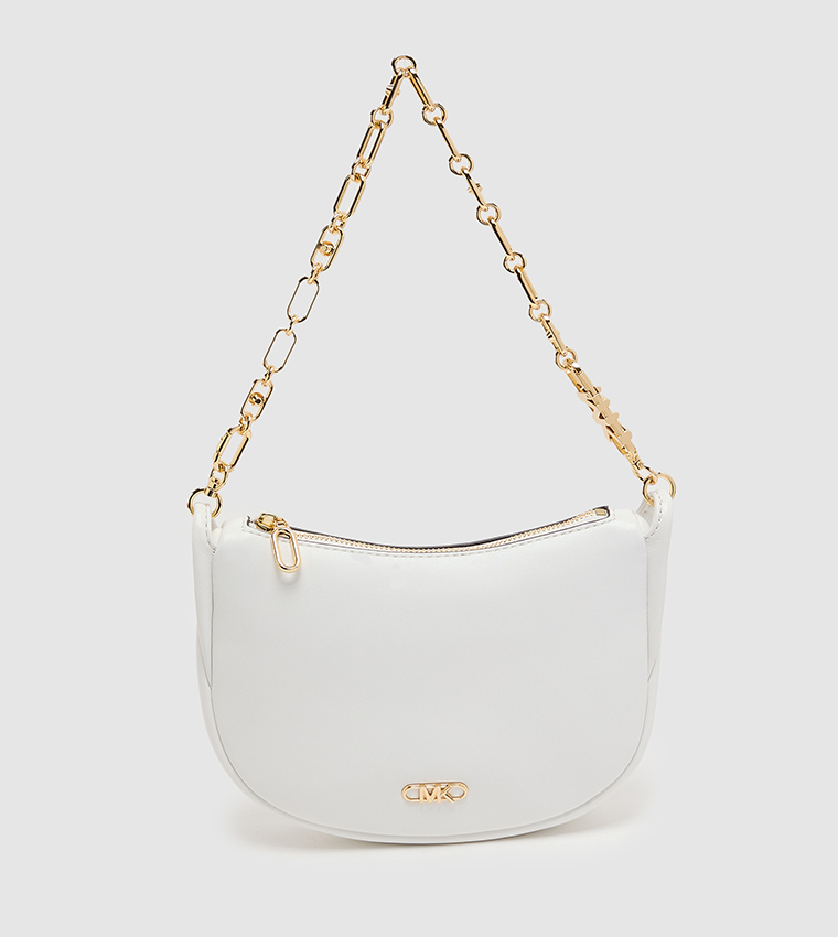 Logo Metal Zippered Shoulder Bag