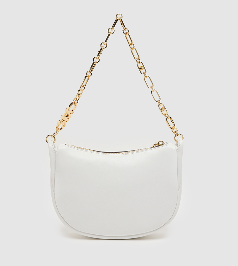 Logo Metal Zippered Shoulder Bag