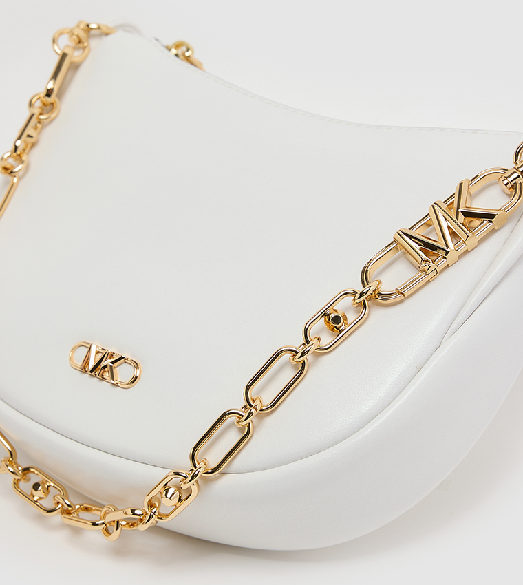 Logo Metal Zippered Shoulder Bag