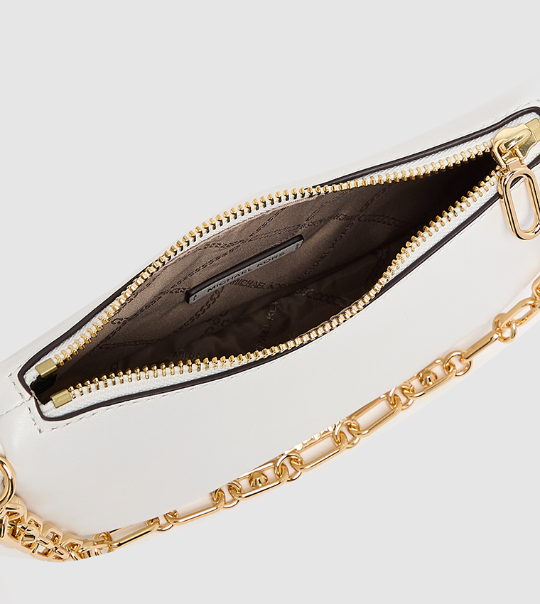 Logo Metal Zippered Shoulder Bag