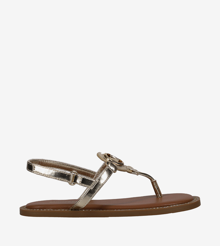 JAGGER RILEY Metallic Slingback Flat Sandals