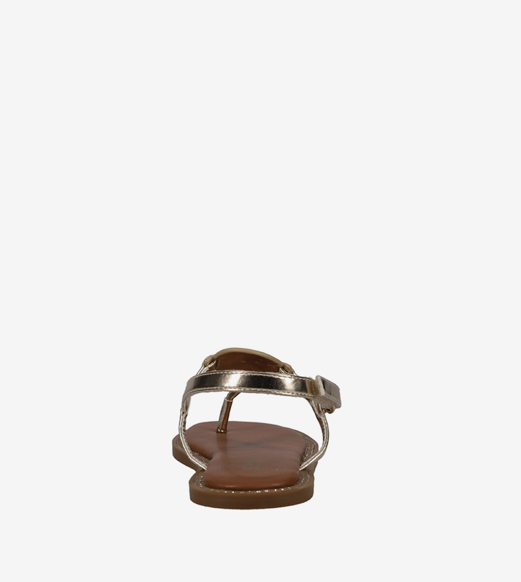 JAGGER RILEY Metallic Slingback Flat Sandals