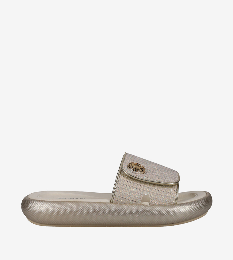 RAELYNN DARBY Shimmer Velcro Sandals Slides
