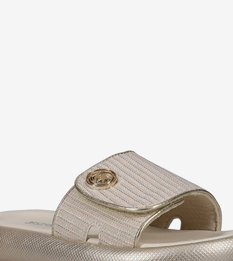 RAELYNN DARBY Shimmer Velcro Sandals Slides
