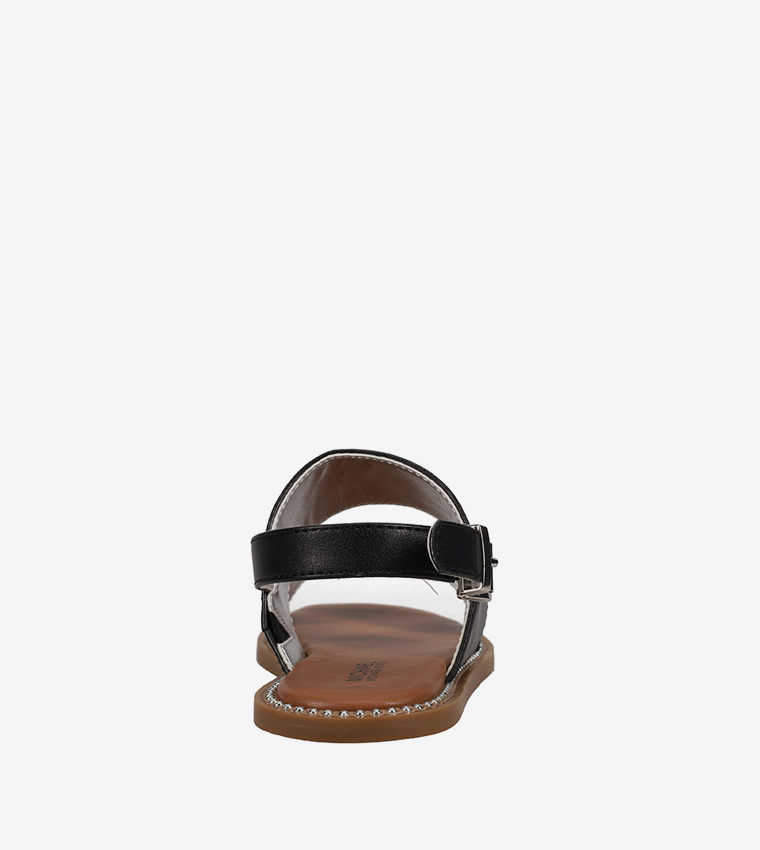 JAGGER MAXSON Monogram Print Slingback Flat Sandals