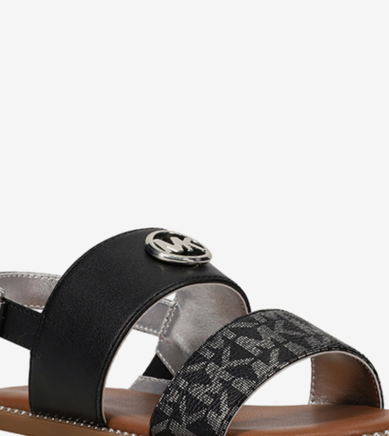 JAGGER MAXSON Monogram Print Slingback Flat Sandals