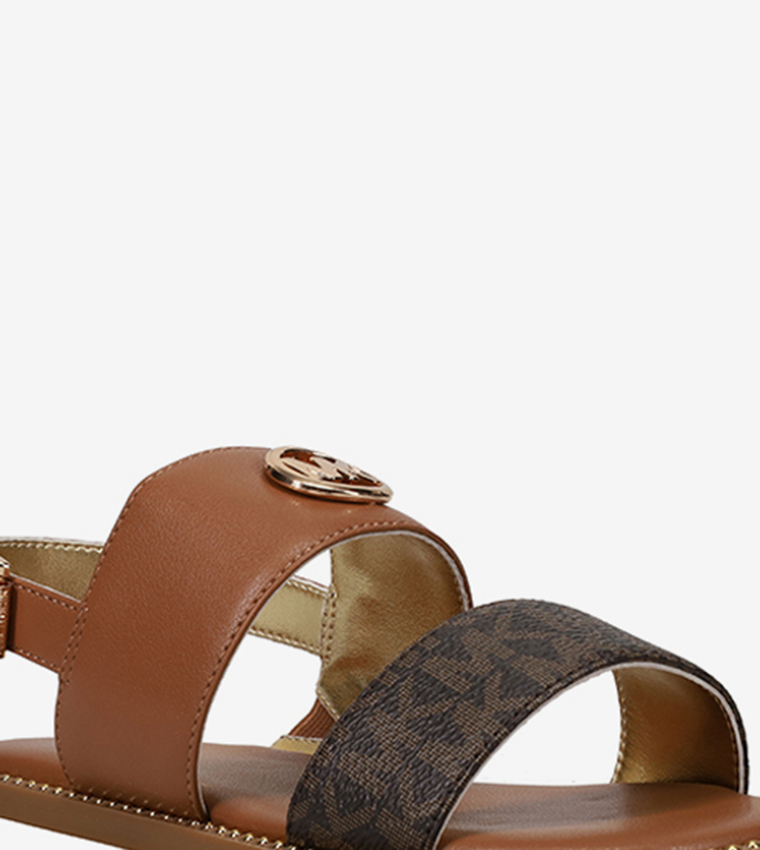 JAGGER MAXSON Monogram Print Slingback Flat Sandals