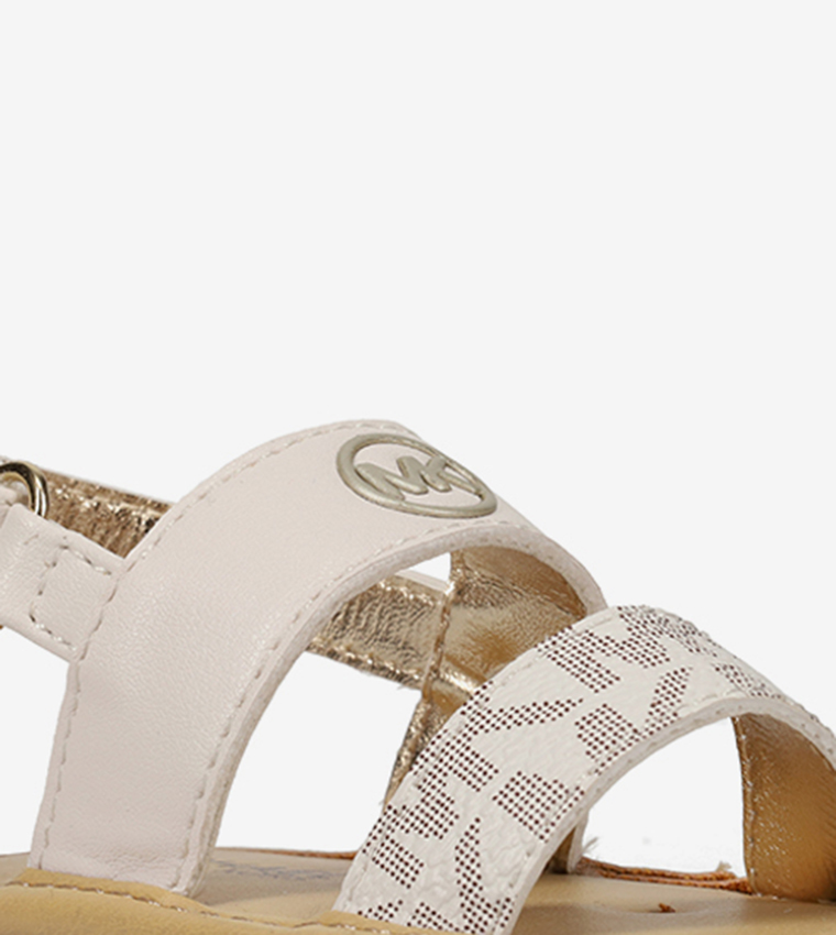 BABY MAXSON LAYETTE Monogram Print Slingback Flat Sandals