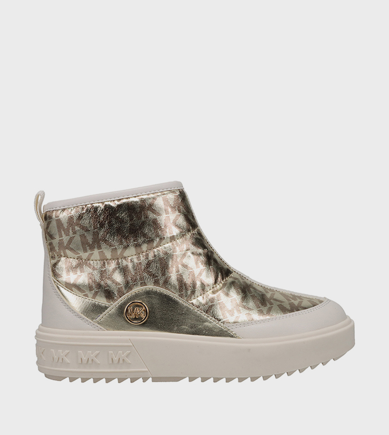 Buy Michael Kors EMMET COZY Logo Printed Ankle Boots In Gold 6thStreet Bahrain