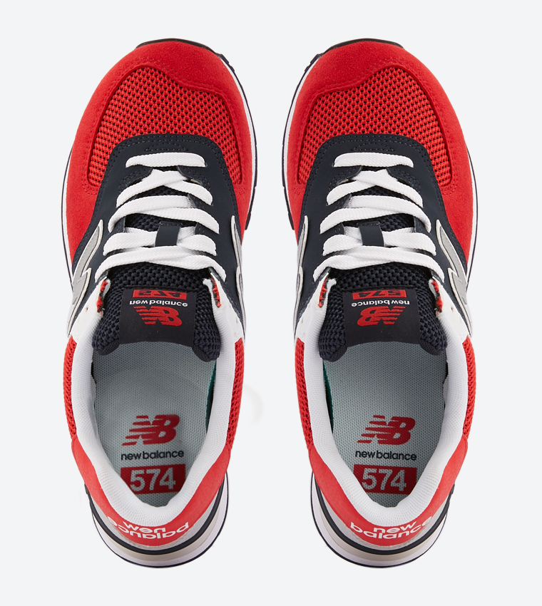 Buy New Balance 574 Round Toe Colorblock Lace Up Sneakers Red In Red 6thStreet Kuwait