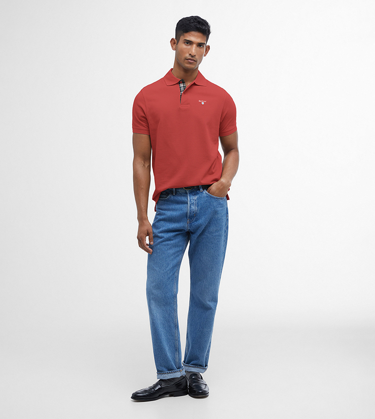 Logo Embroidered Tartan Polo T-Shirt