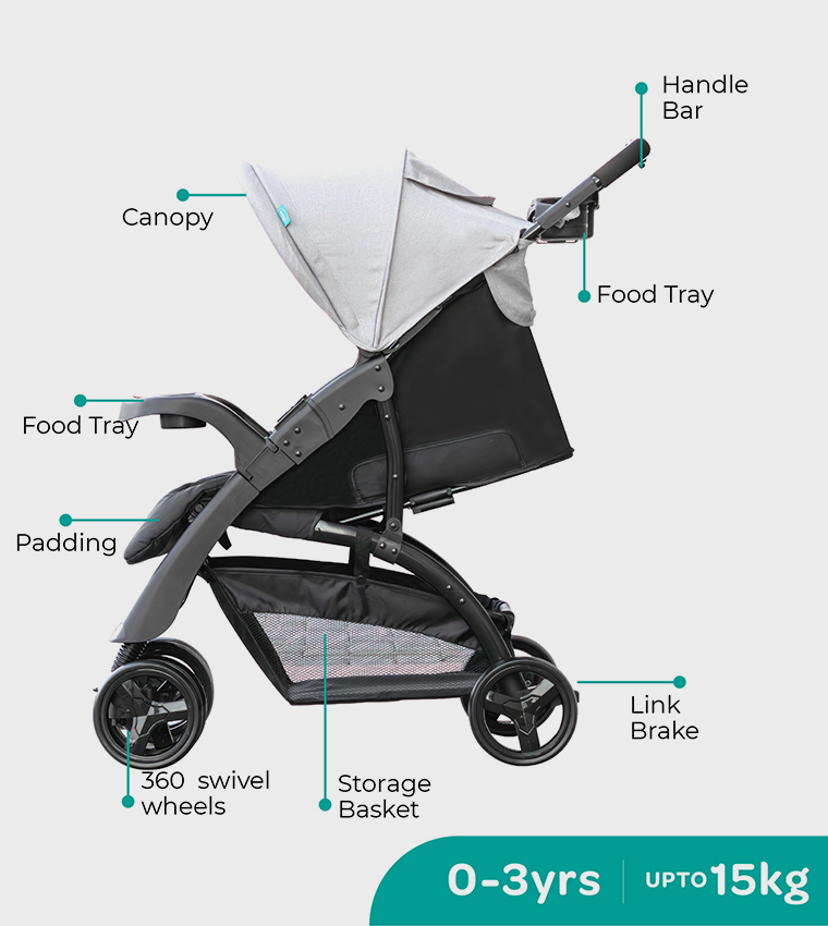  Babygrow Aria Baby Stroller 2-In-1 Travel System and Detachable Carrier Car Seat