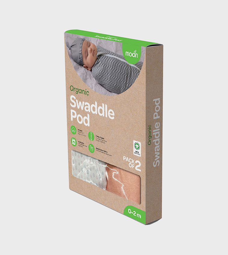  Babygrow 2-Pack Two-Way Zippered Swaddle Pods with Beanie
