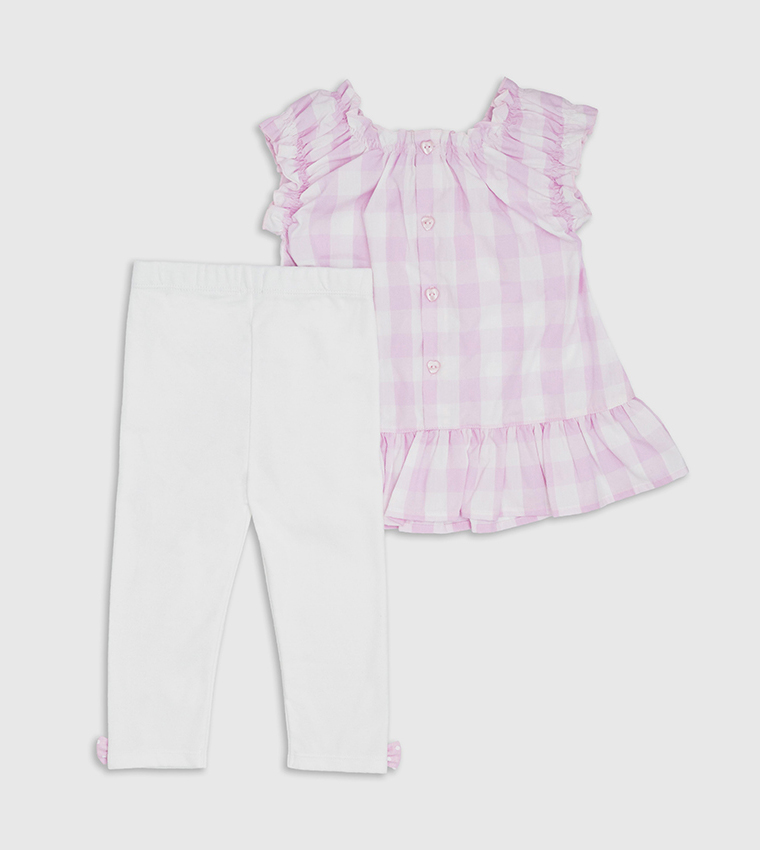  Babygrow Gingham Bow Detailed Tunic Top and Leggings
