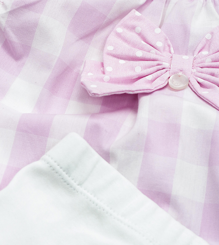  Babygrow Gingham Bow Detailed Tunic Top and Leggings