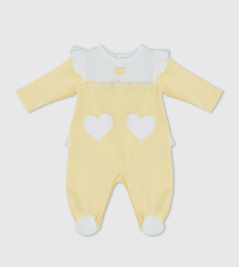 Babygrow Heart Embroidered Ruffle Sleeves Sleepsuit