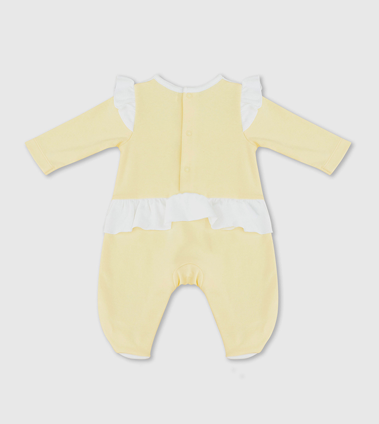  Babygrow Heart Embroidered Ruffle Sleeves Sleepsuit